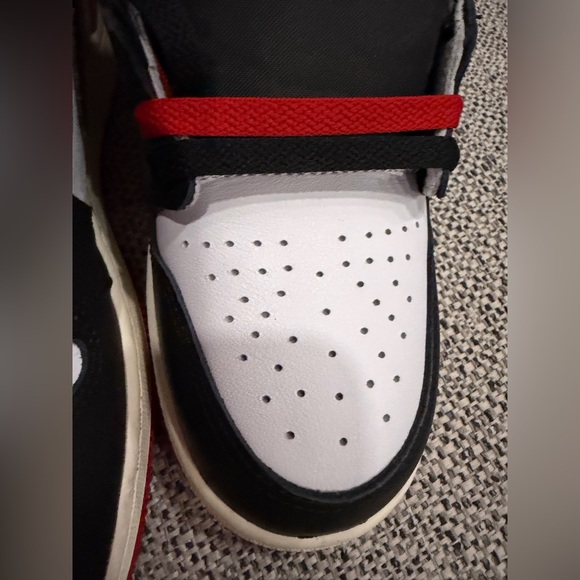 Air Jordan 1 High 'Black Toe Reimagined' Red Sneakers, Size 7Y - Picture 4 of 9